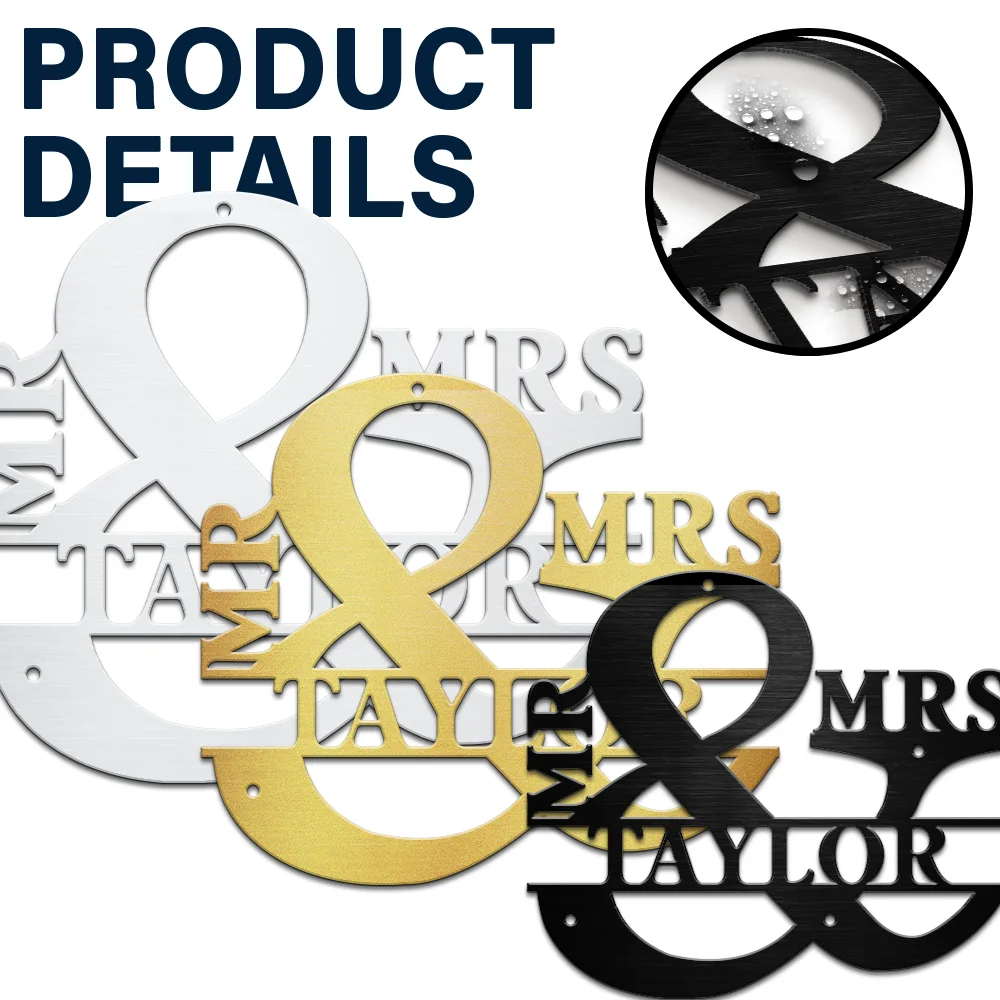 Maried Couple Mr And Mrs Family Name - Personalized Cutout Metal Sign - Image 5