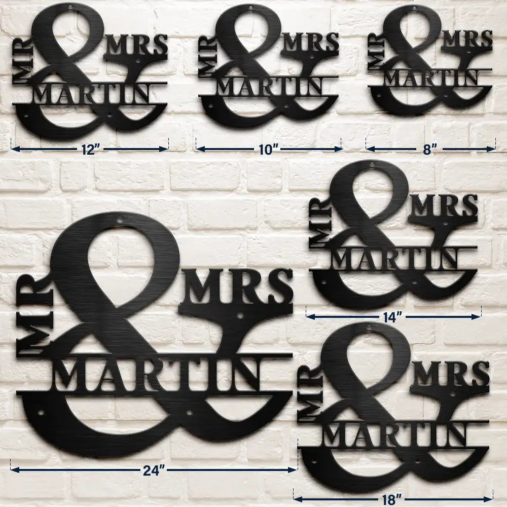 Maried Couple Mr And Mrs Family Name - Personalized Cutout Metal Sign - Image 6