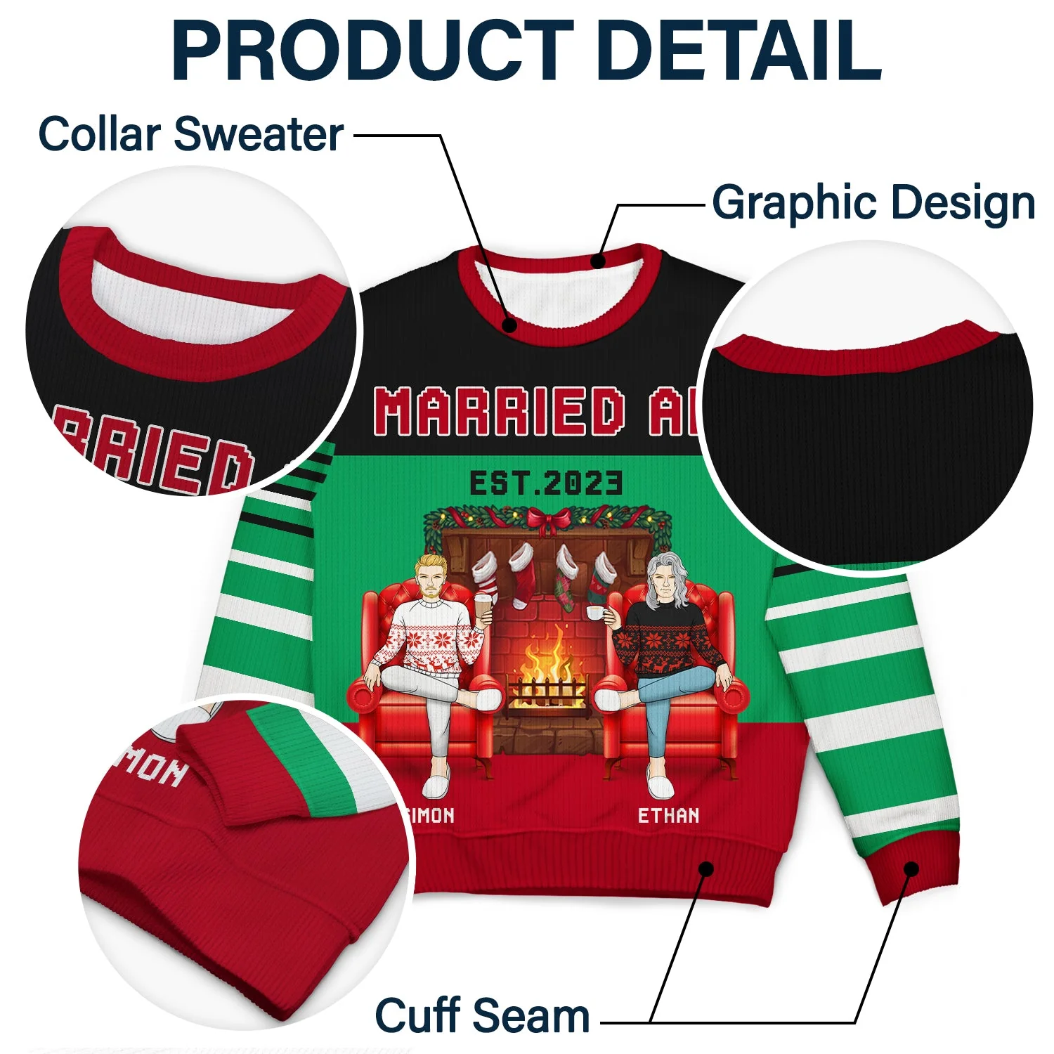 Married AF - Christmas Gift For Couples - Personalized Unisex Ugly Sweater - Image 6