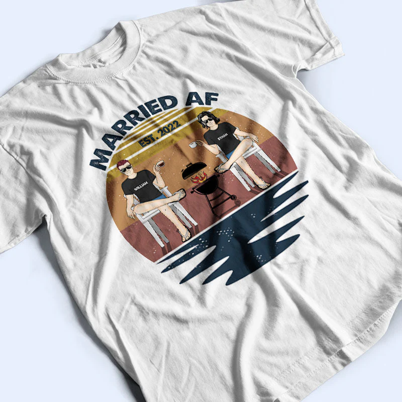 Married AF - Gift For Couples - Personalized Custom T Shirt - Image 3