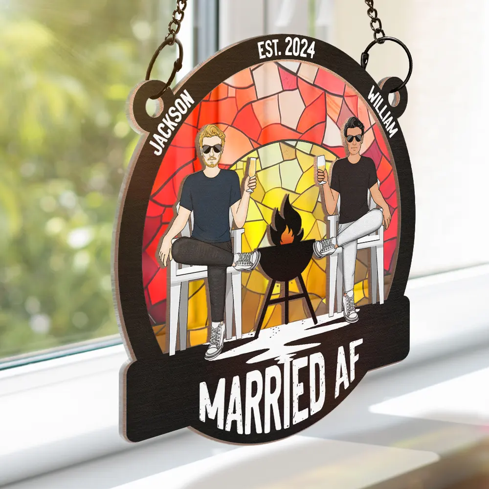 Married AF - Personalized Window Hanging Suncatcher Ornament - Image 3
