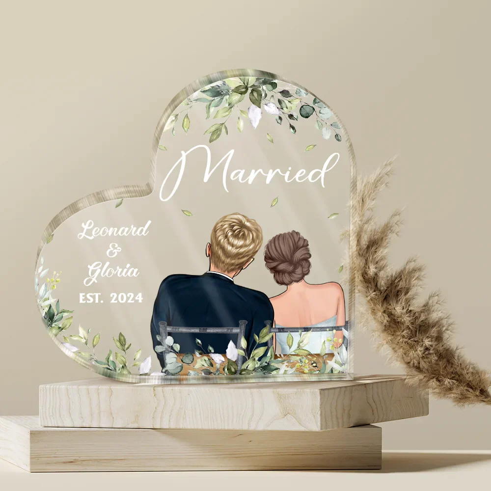 Married Couples Forever Loved - Personalized Heart Shaped Acrylic Plaque - Image 4