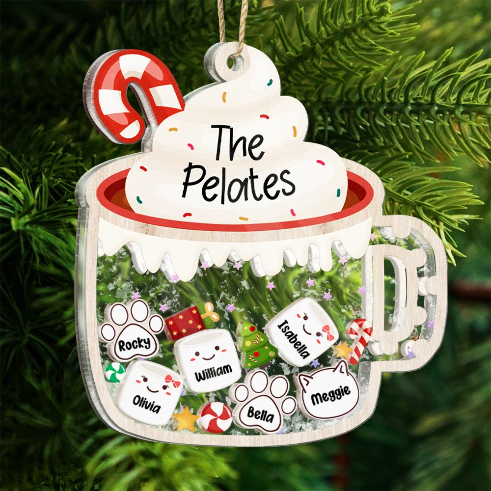 Marshmallows Family Cute Keepsake - Personalized 3-Layered Acrylic Shaker Ornament - Image 6