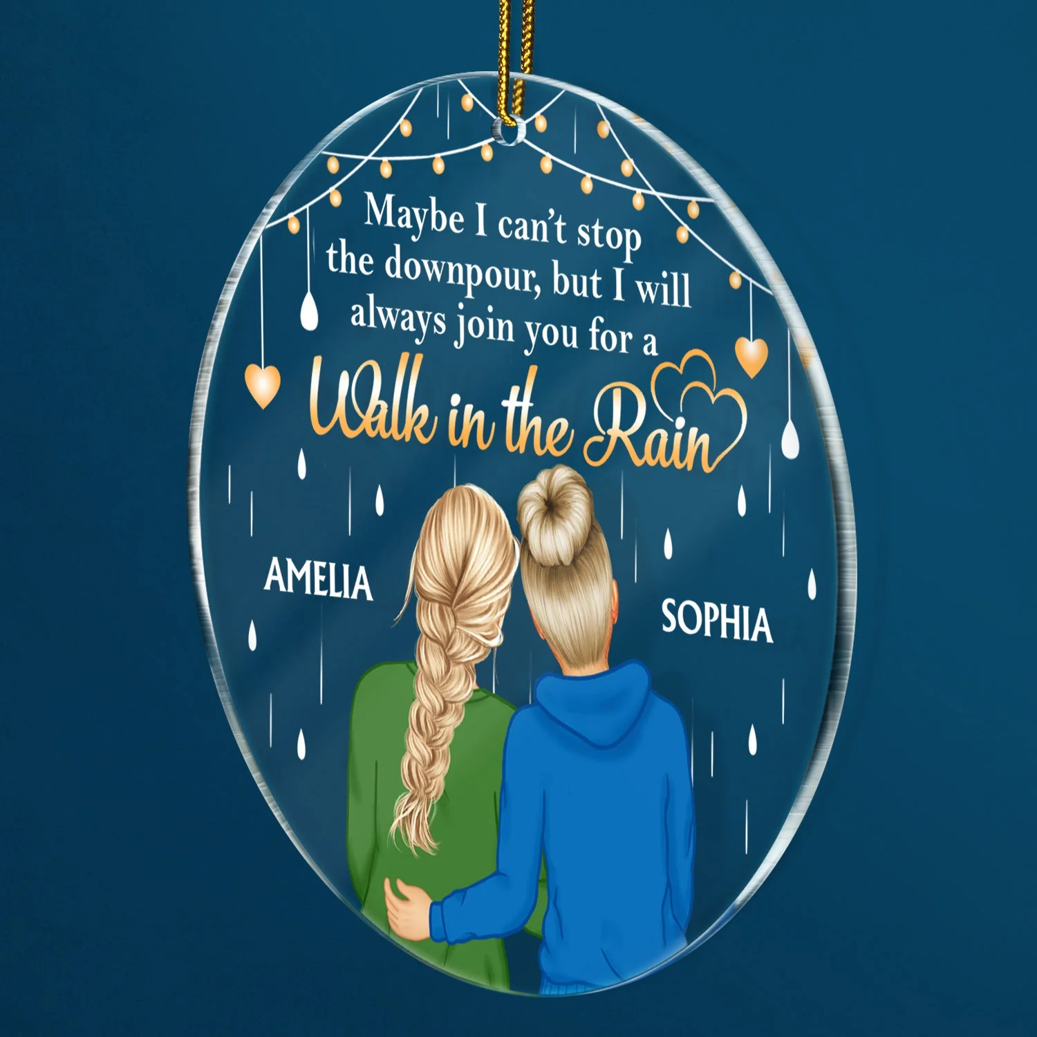 Maybe I Can't Stop The Downpour - Christmas Gifts For Best Friends, Sisters, Daughters - Personalized Circle Acrylic Ornament - Image 2