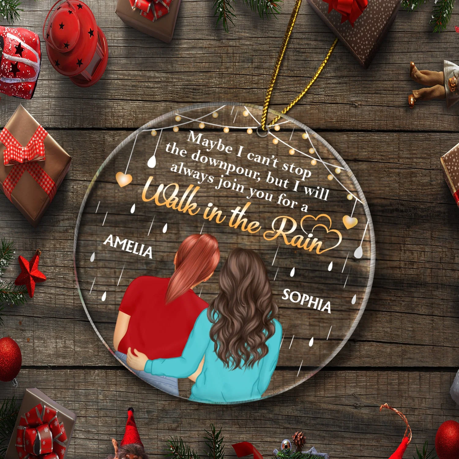 Maybe I Can't Stop The Downpour - Christmas Gifts For Best Friends, Sisters, Daughters - Personalized Circle Acrylic Ornament - Image 5