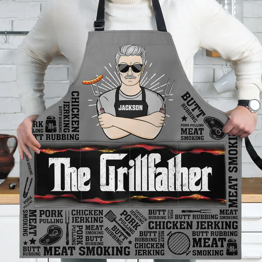 Meat Smoking Grillfather - Personalized Apron - Image 2