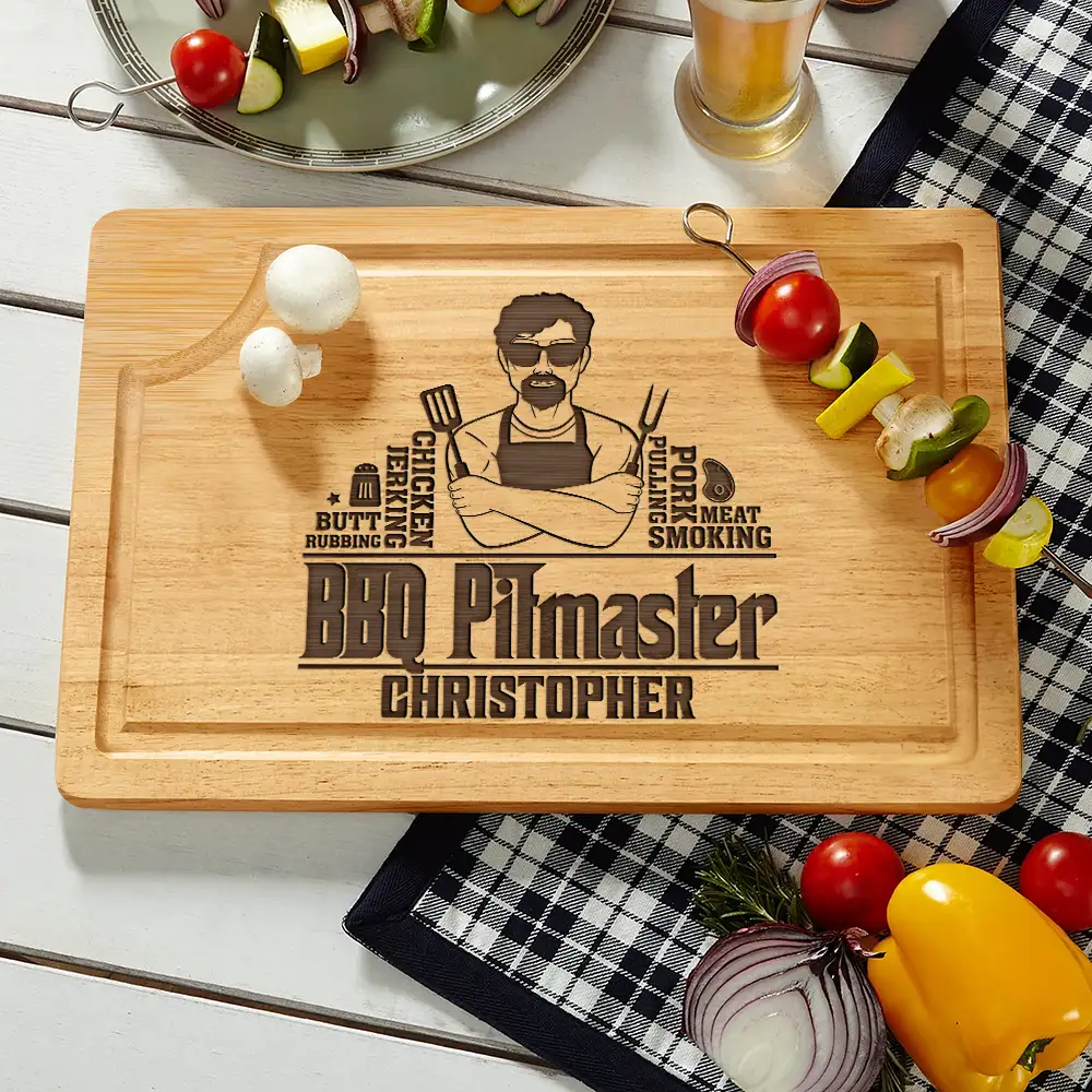 Meat Smoking Grillfather - Personalized Wooden Cutting Board - Image 2
