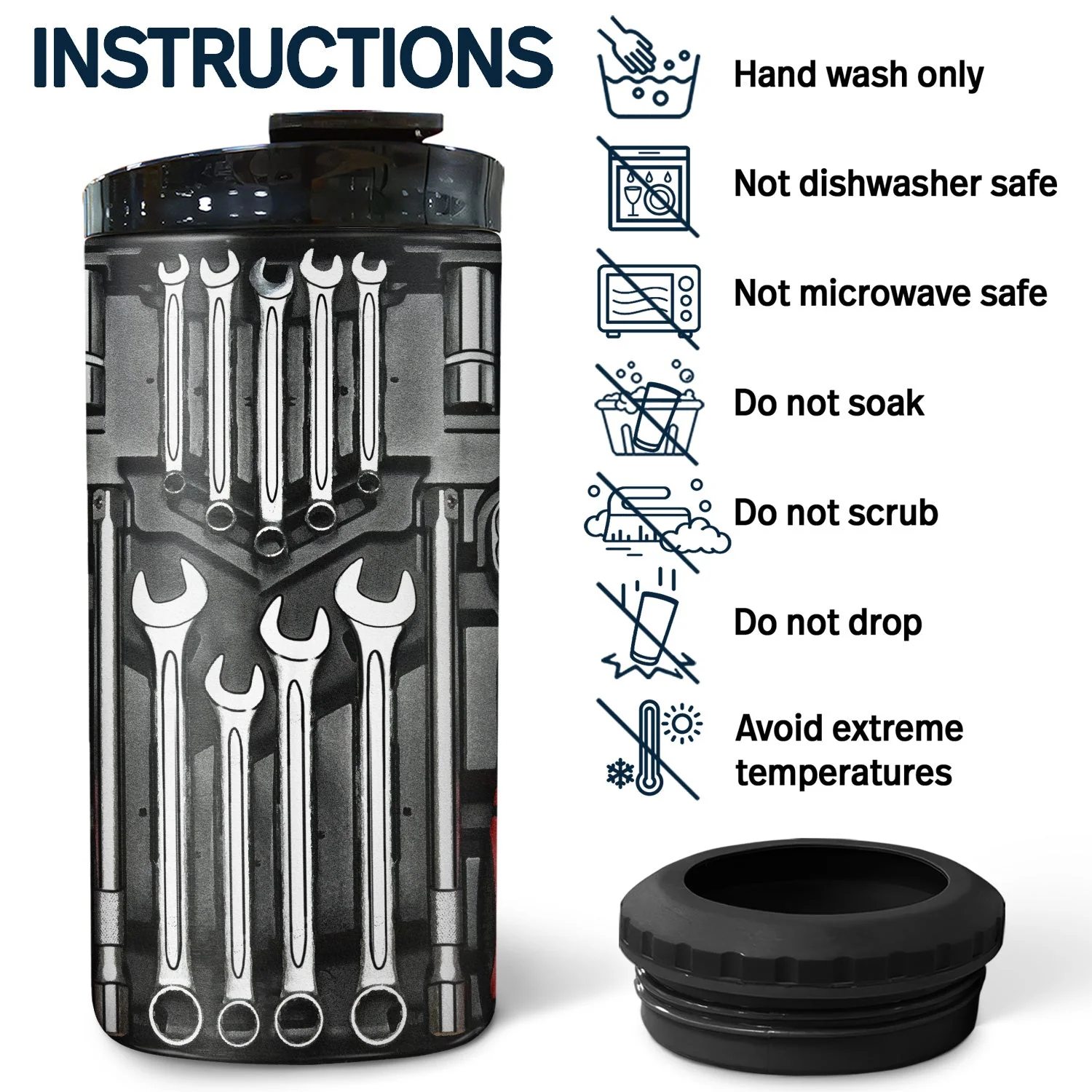 Mechanics I Can Fix Anything Except Stupid - Gift For Dad, Father, Grandfather, Grandpa, Men - Personalized Custom 4 In 1 Can Cooler Tumbler - Image 5