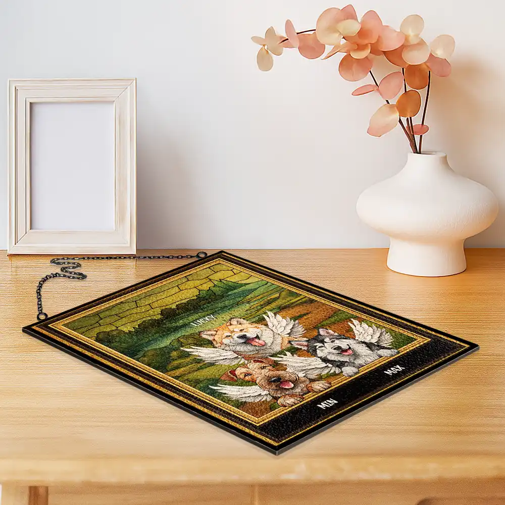 Medieval Portrait Art Pet Memorial Dog Cat - Personalized Vertical Stained Glass Suncatcher - Image 2