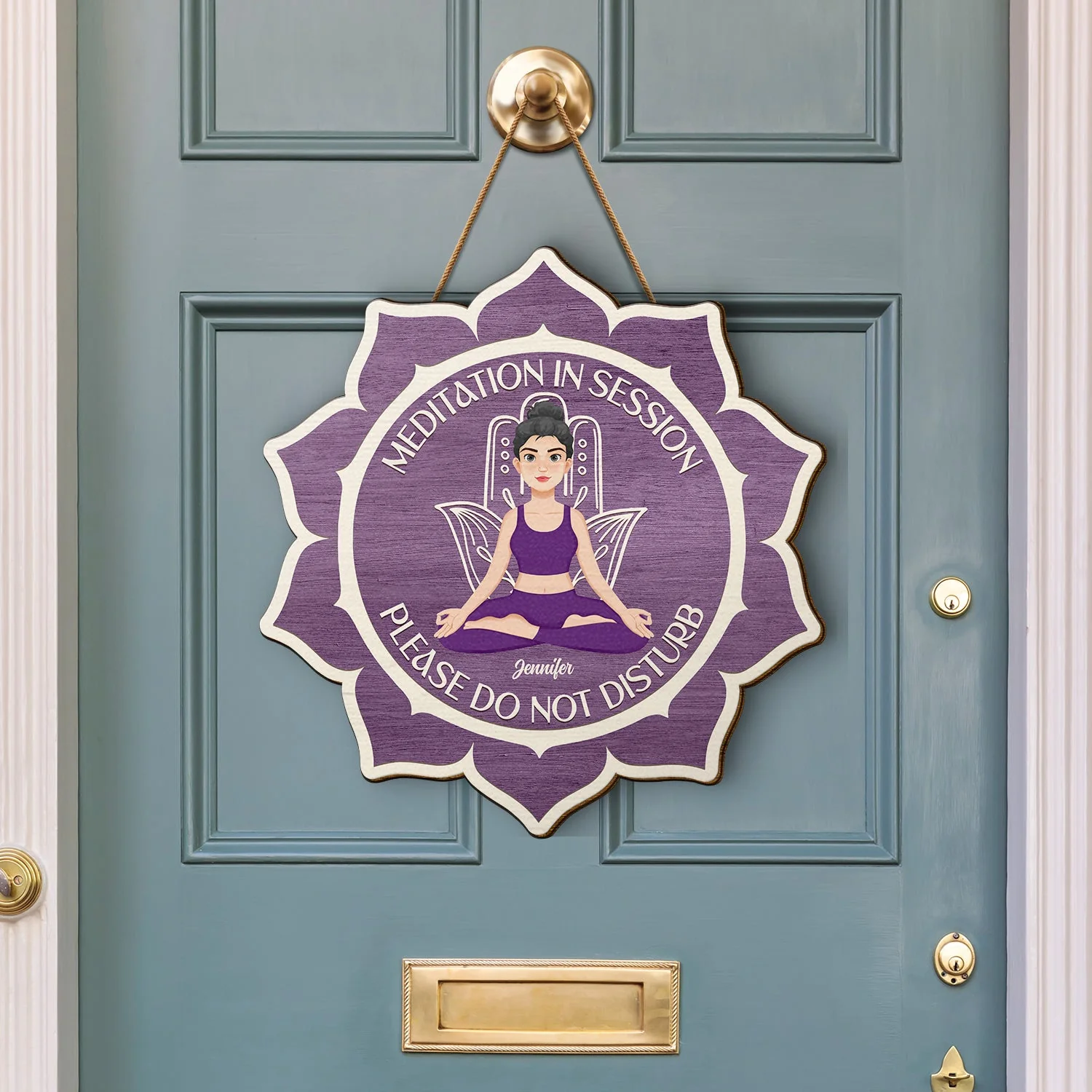 Meditation In Session - Gift For Yoga Lovers - Personalized Custom Shaped Wood Sign - Image 3