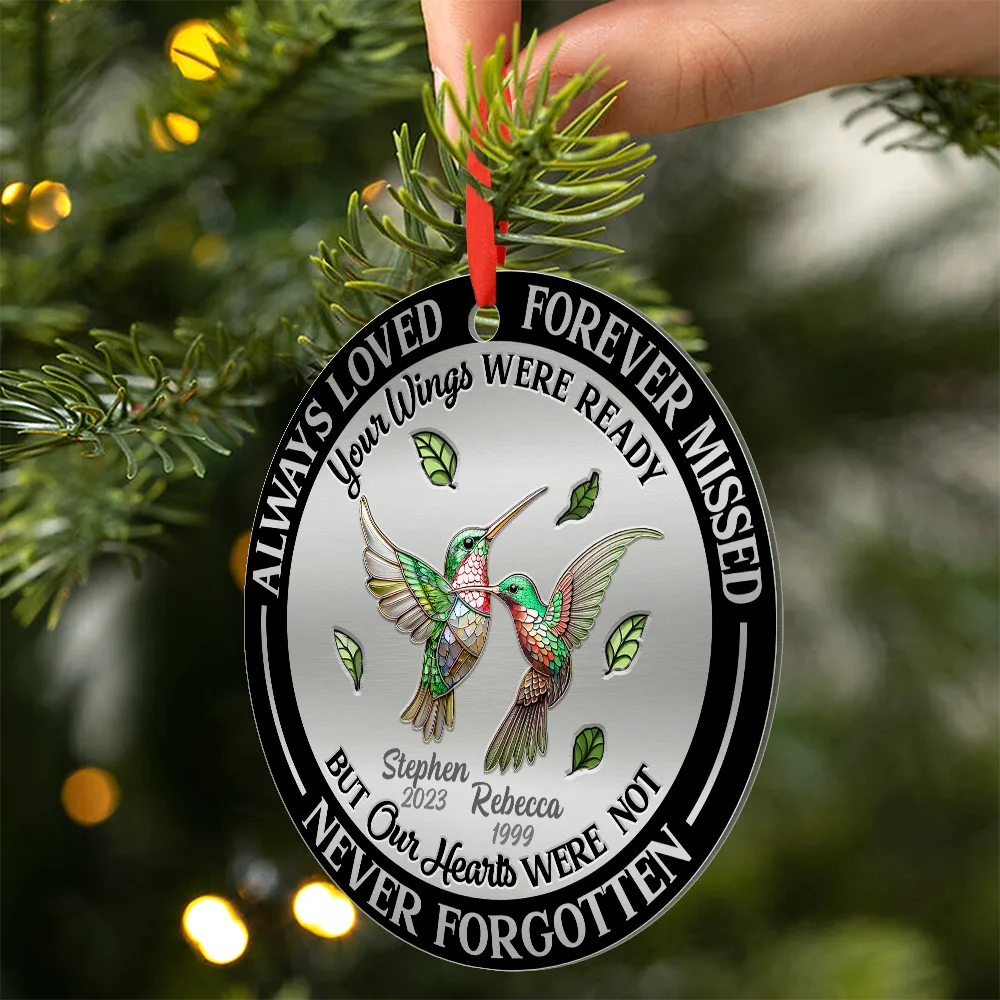 Memorial Always Loved Never Forgotten Gemstone Effect - Personalized Metal Ornament - Image 2