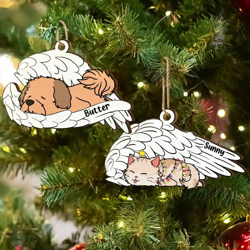 Memorial Angel Pet Don't Cry For Me - Personalized Wooden Cutout Ornament - Image 6
