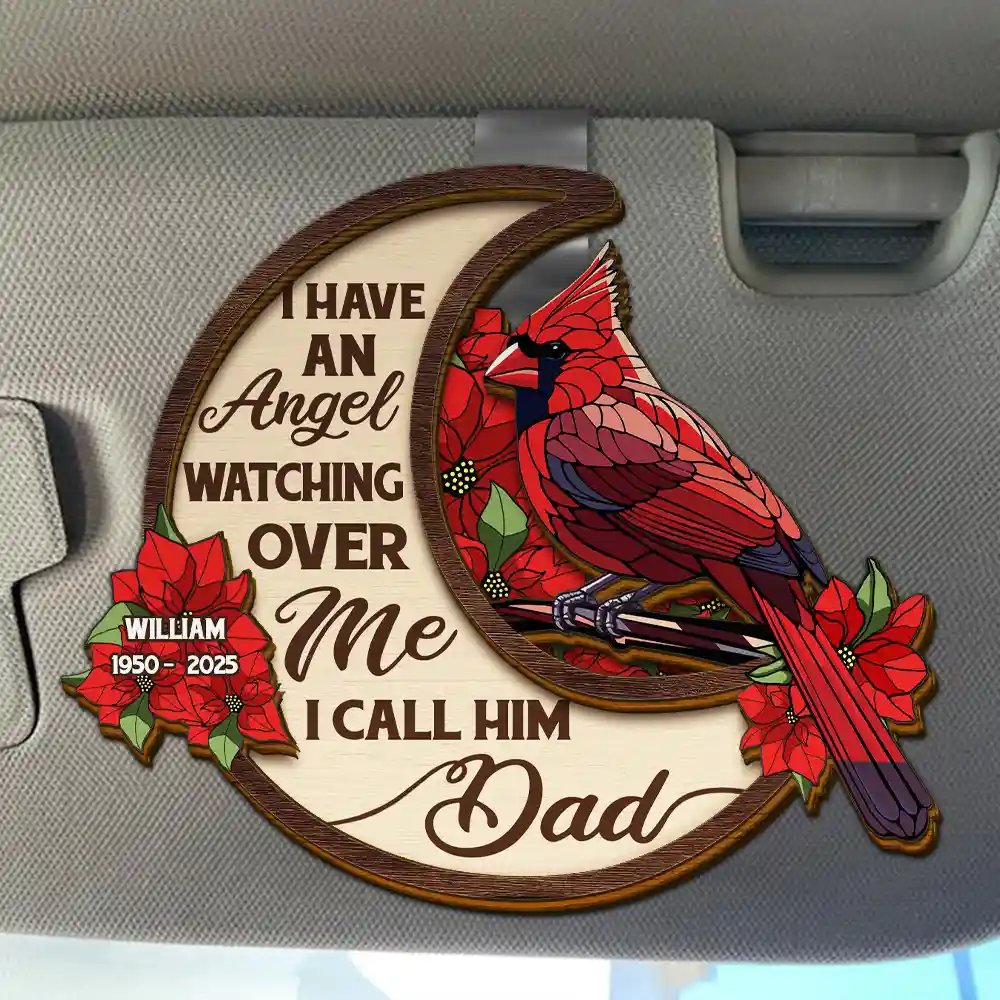 Memorial Angels Watching Over Me - Personalized Custom Shaped Car Visor Clip