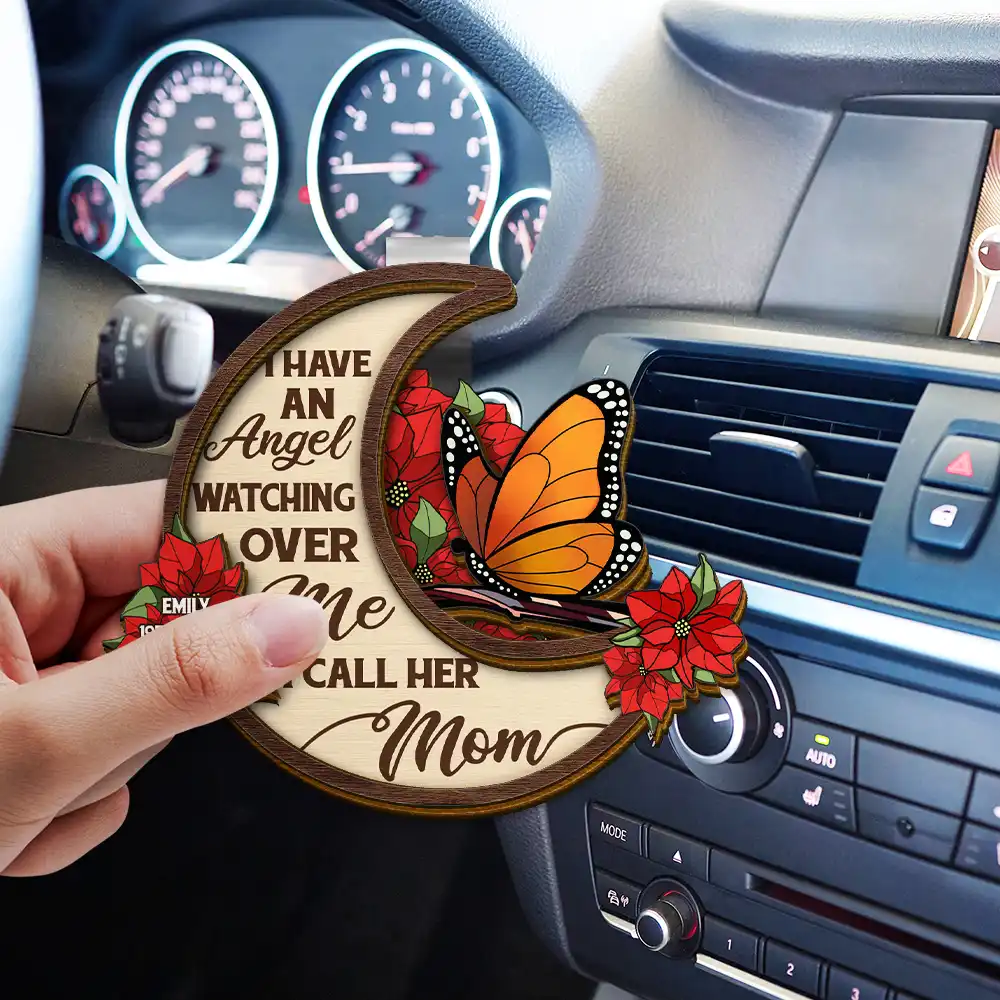 Memorial Angels Watching Over Me - Personalized Custom Shaped Car Visor Clip - Image 3