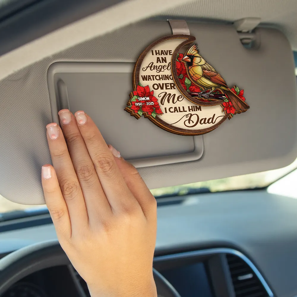 Memorial Angels Watching Over Me - Personalized Custom Shaped Car Visor Clip - Image 4