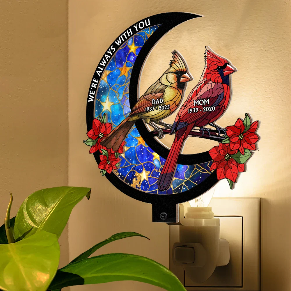 Memorial Cardinal On The Moon - Personalized Plug-in Night Light - Image 5