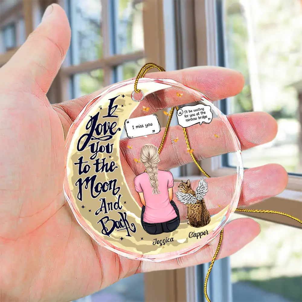 Memorial Christmas Love You To The Moon And Back - Personalized Circle Glass Ornament - Image 4