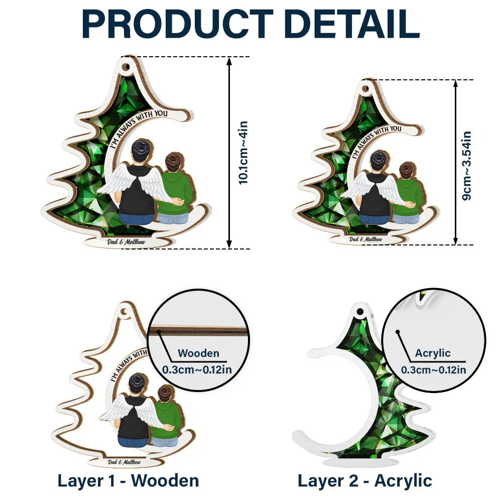 Memorial Christmas Tree Always With You - Personalized Suncatcher Ornament - Image 5