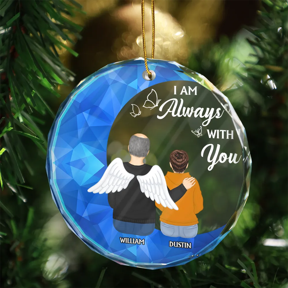 Memorial Crescent Moon Always With You - Personalized Circle Glass Ornament - Image 3
