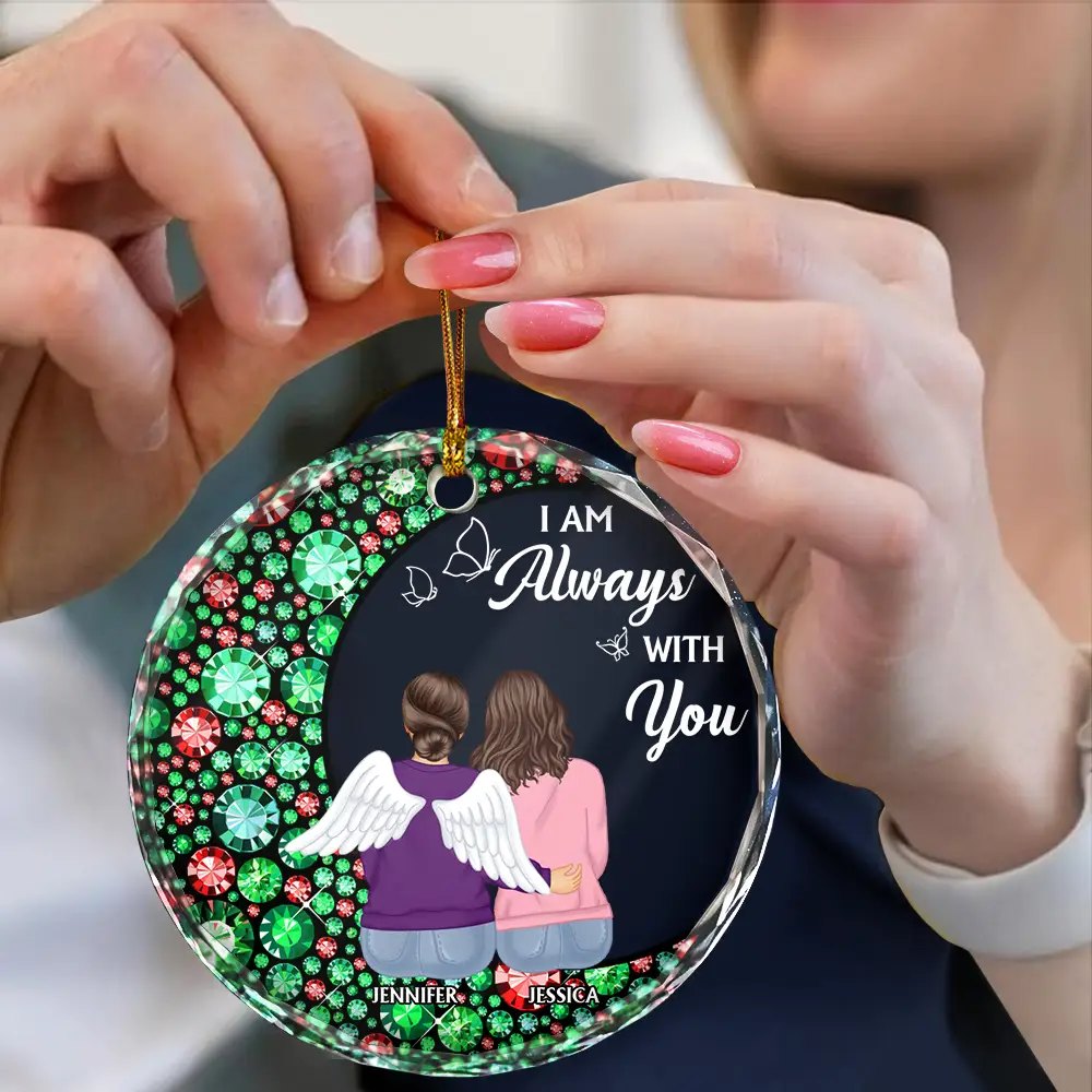 Memorial Crescent Moon Always With You - Personalized Circle Glass Ornament - Image 4