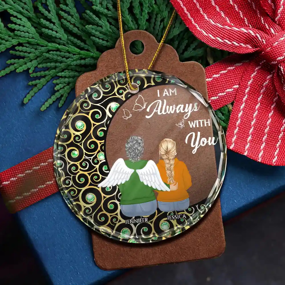 Memorial Crescent Moon Always With You - Personalized Circle Glass Ornament - Image 5