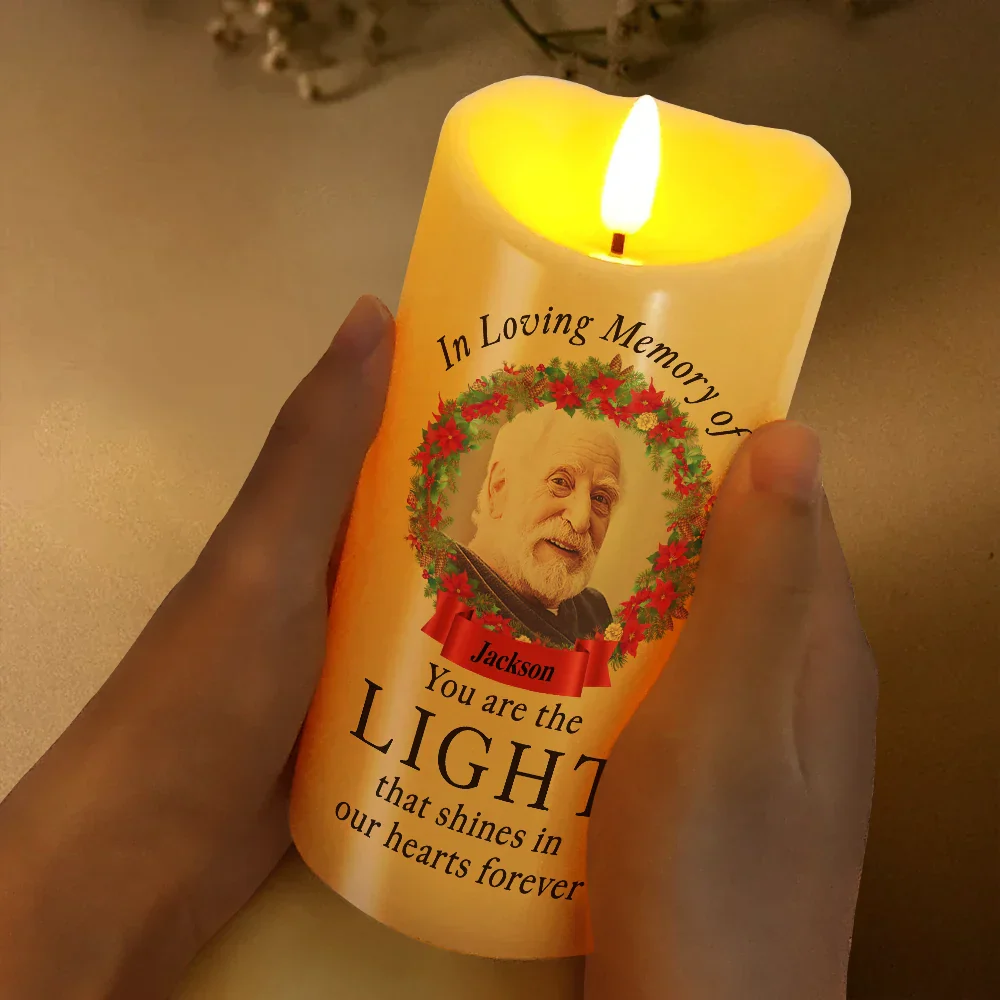 Memorial Custom Photo You Are The Light - Personalized Flameless LED Candle - Image 3