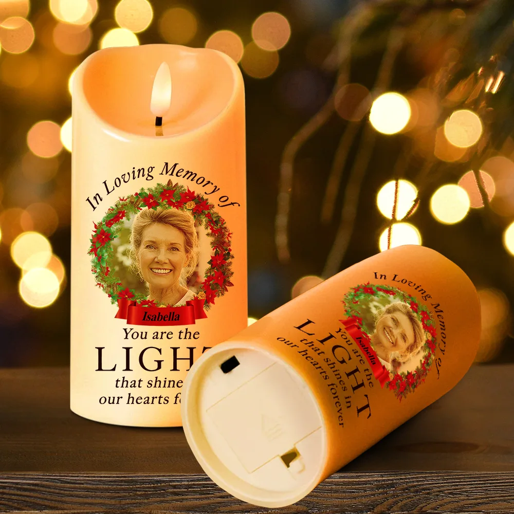 Memorial Custom Photo You Are The Light - Personalized Flameless LED Candle - Image 4