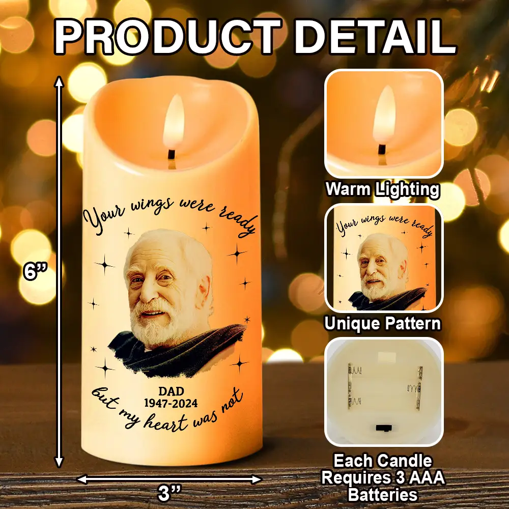 Memorial Custom Photo Your Wings Were Ready - Personalized Flameless LED Candle - Image 6