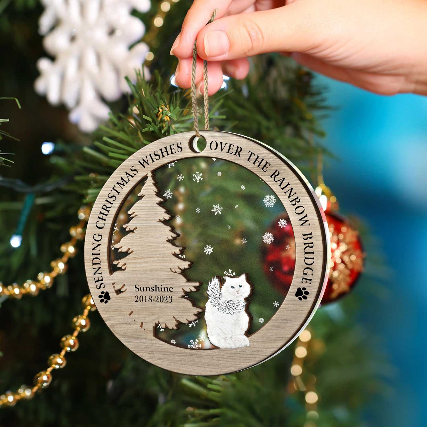 Memorial Dog Cat - Christmas Keepsake Gift For Pet Lovers - Personalized 2-Layered Mix Ornament - Image 4