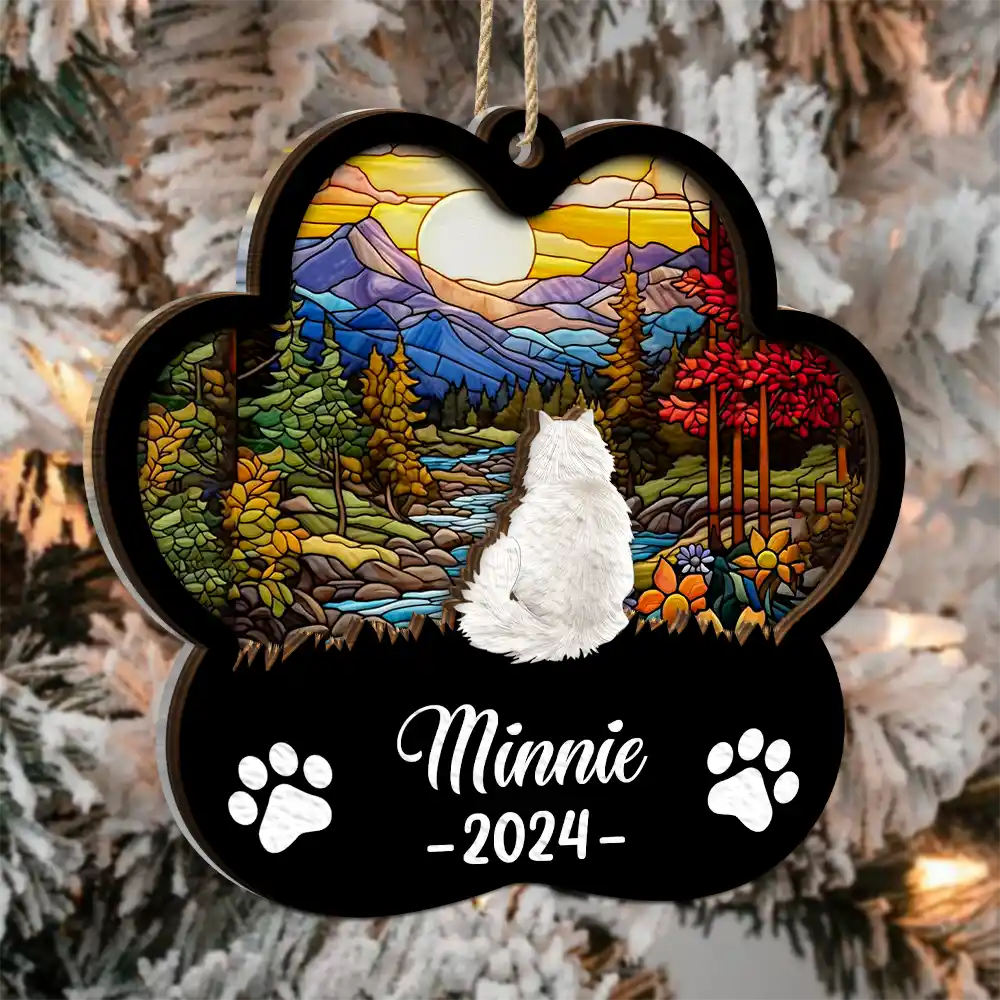 Memorial Dog Cat Sunflower - Personalized 2-Layered Mix Ornament - Image 3