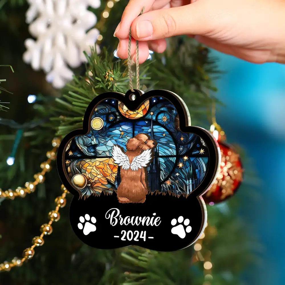 Memorial Dog Cat Sunflower - Personalized 2-Layered Mix Ornament - Image 4