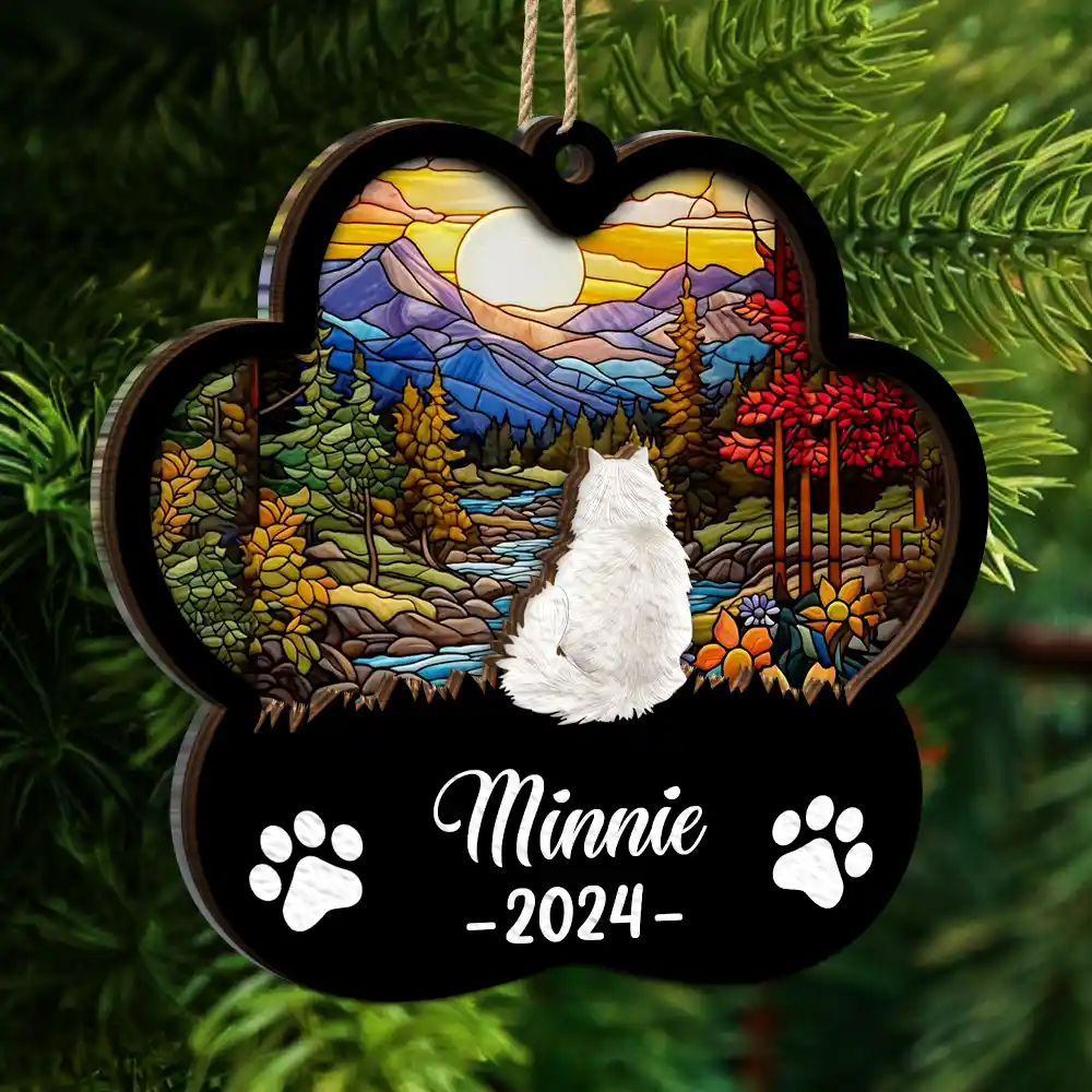 Memorial Dog Cat Sunflower - Personalized 2-Layered Mix Ornament - Image 5