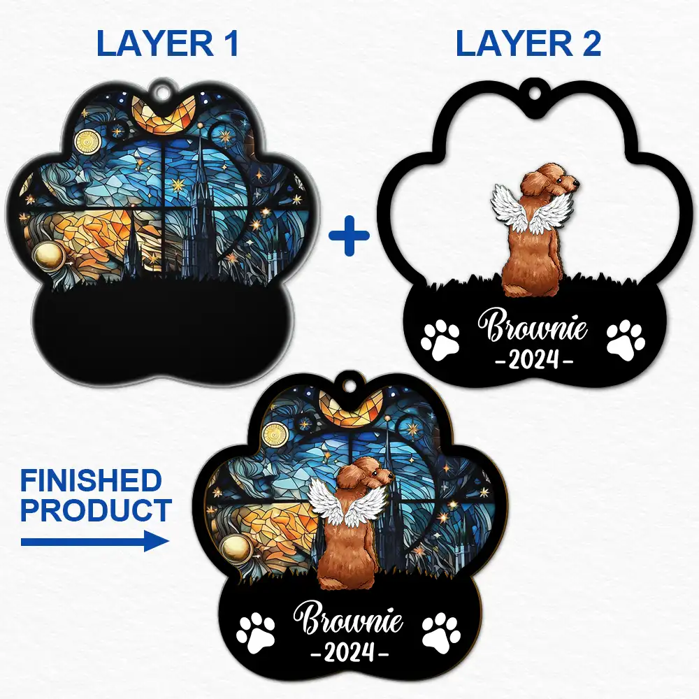 Memorial Dog Cat Sunflower - Personalized 2-Layered Mix Ornament - Image 6