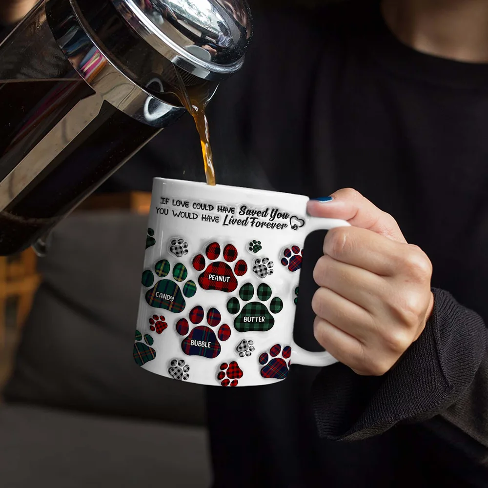 Memorial Dog Cat You Left Paw Prints On My Heart - 3D Inflated Effect Printed Mug, Personalized White Edge-to-Edge Mug - Image 4