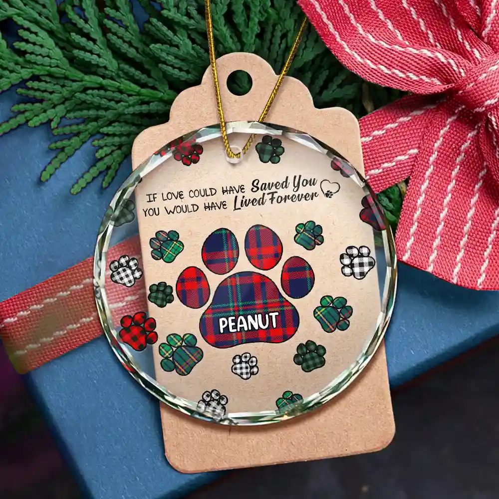 Memorial Dog Cat You Left Paw Prints On My Heart - Personalized Circle Glass Ornament - Image 5