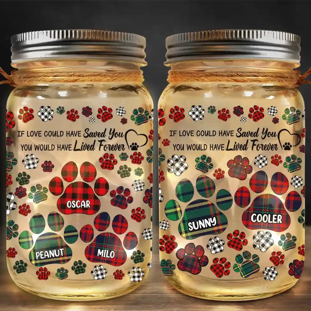 Memorial Dog Cat You Left Paw Prints On My Heart - Personalized Mason Jar Light - Image 2