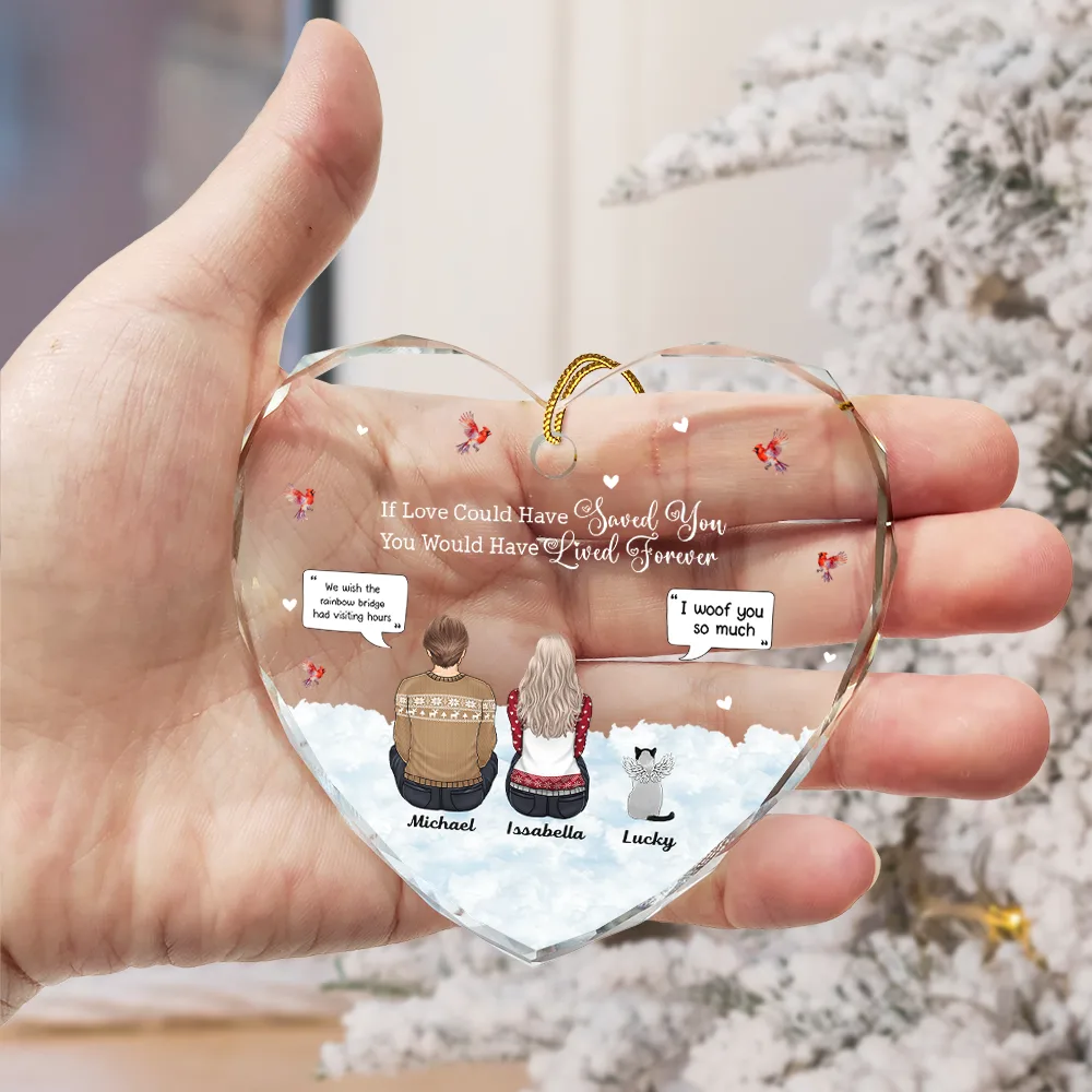 Memorial Dog Cat You Were My Favorite Hello And Hardest Goodbye - Personalized Heart Shaped Glass Ornament - Image 3