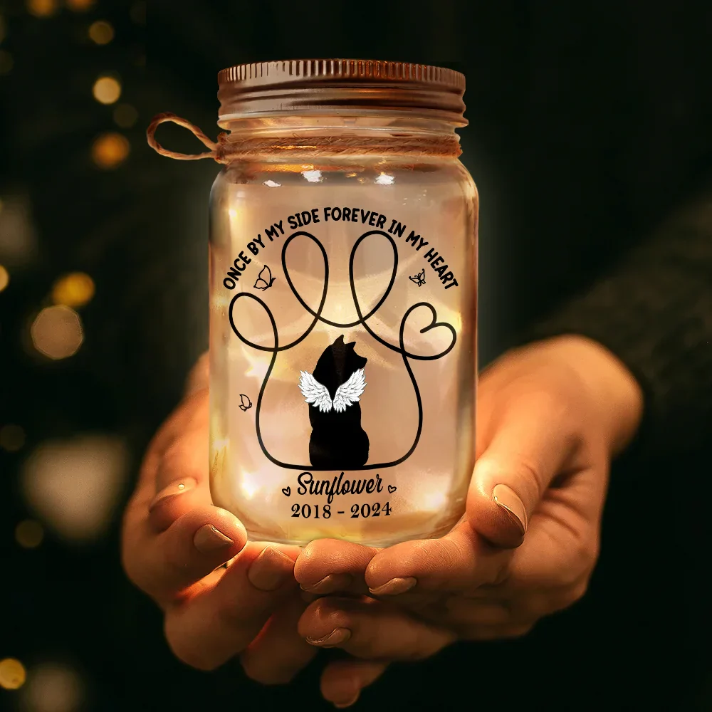 Memorial Dog You Left Paw Prints On My Heart - Personalized Mason Jar Light - Image 3