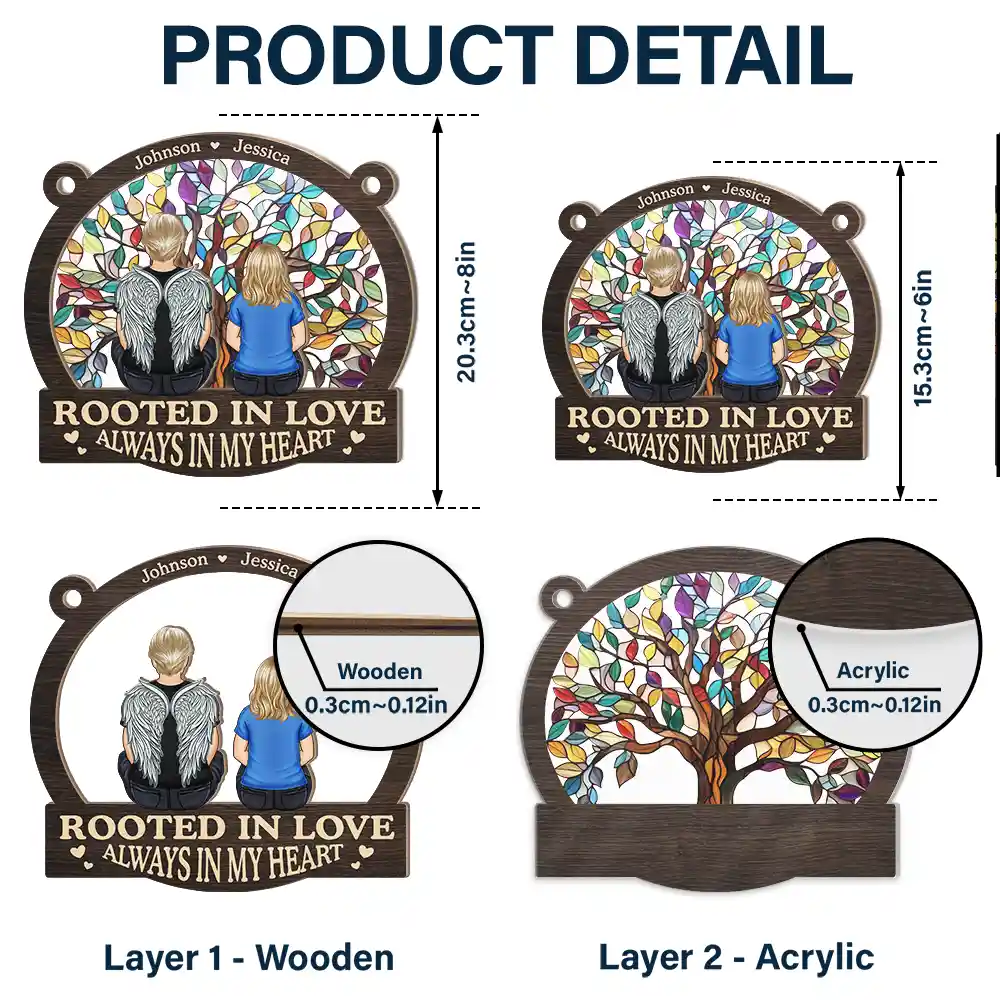 Memorial Family Tree Of Life Rooted In Love Always In Our Hearts - Personalized Window Hanging Suncatcher Ornament - Image 5