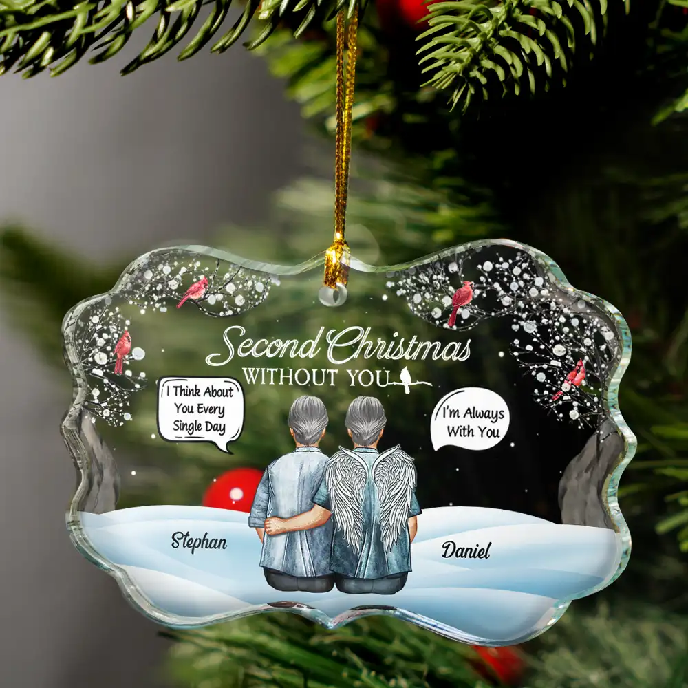 Memorial First Christmas Without You - Personalized Medallion Glass Ornament - Image 3