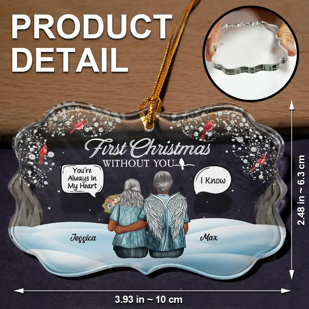 Memorial First Christmas Without You - Personalized Medallion Glass Ornament - Image 5