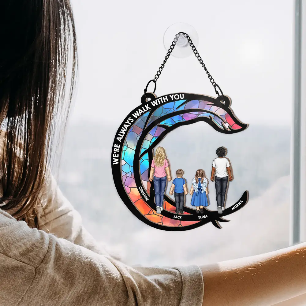 Memorial I Always Walk With You - Personalized Window Hanging Suncatcher Ornament - Image 4