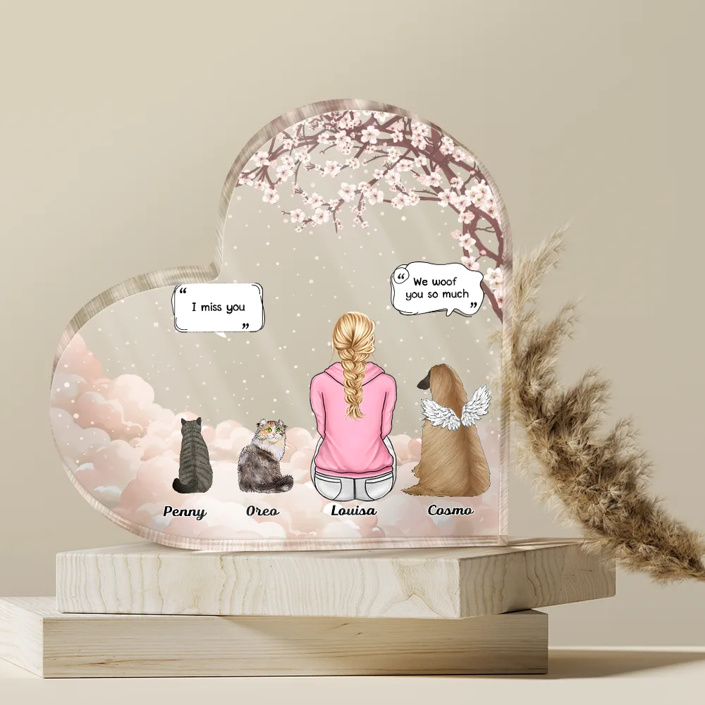 Memorial I Miss You I Know - Personalized Heart Shaped Acrylic Plaque - Image 4