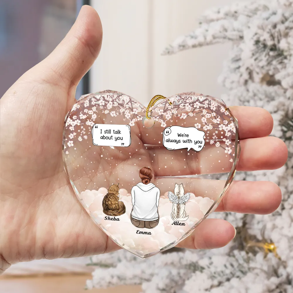 Memorial I Miss You I Know - Personalized Heart Shaped Glass Ornament - Image 3