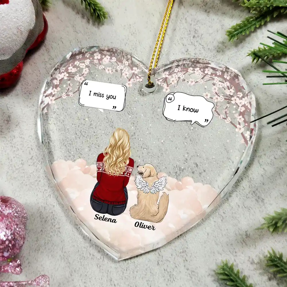 Memorial I Miss You I Know - Personalized Heart Shaped Glass Ornament - Image 4