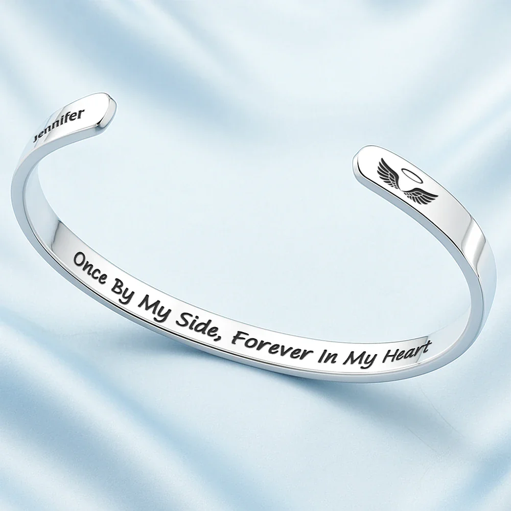 Memorial I'm Always With You - Personalized Bangle Bracelet Cuff - Image 3