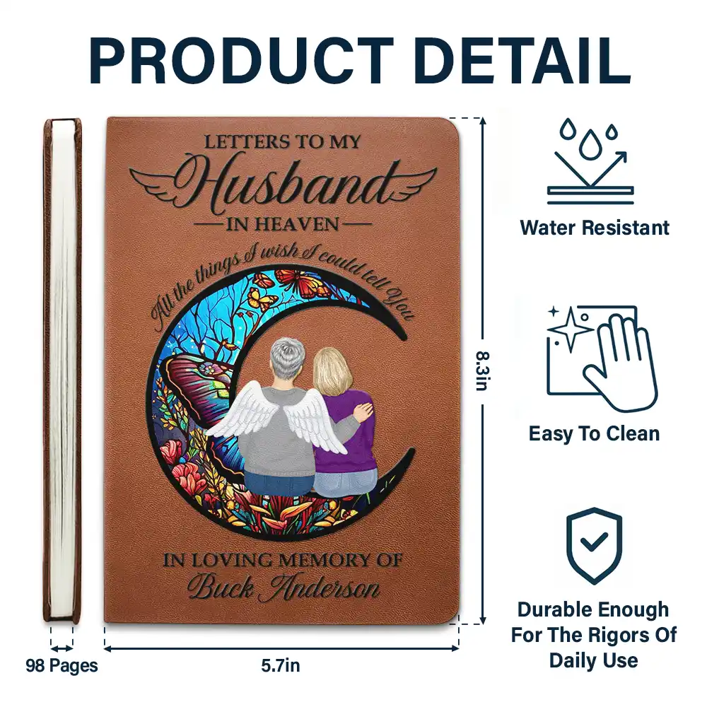 Memorial Letters To Loved One In Heaven - Personalized Leather Journal - Image 5