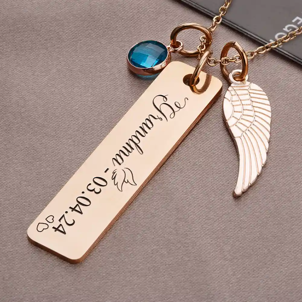 Memorial Mom Grandma Birth Month Gemstone - Personalized Birthstone Charm Necklace - Image 4