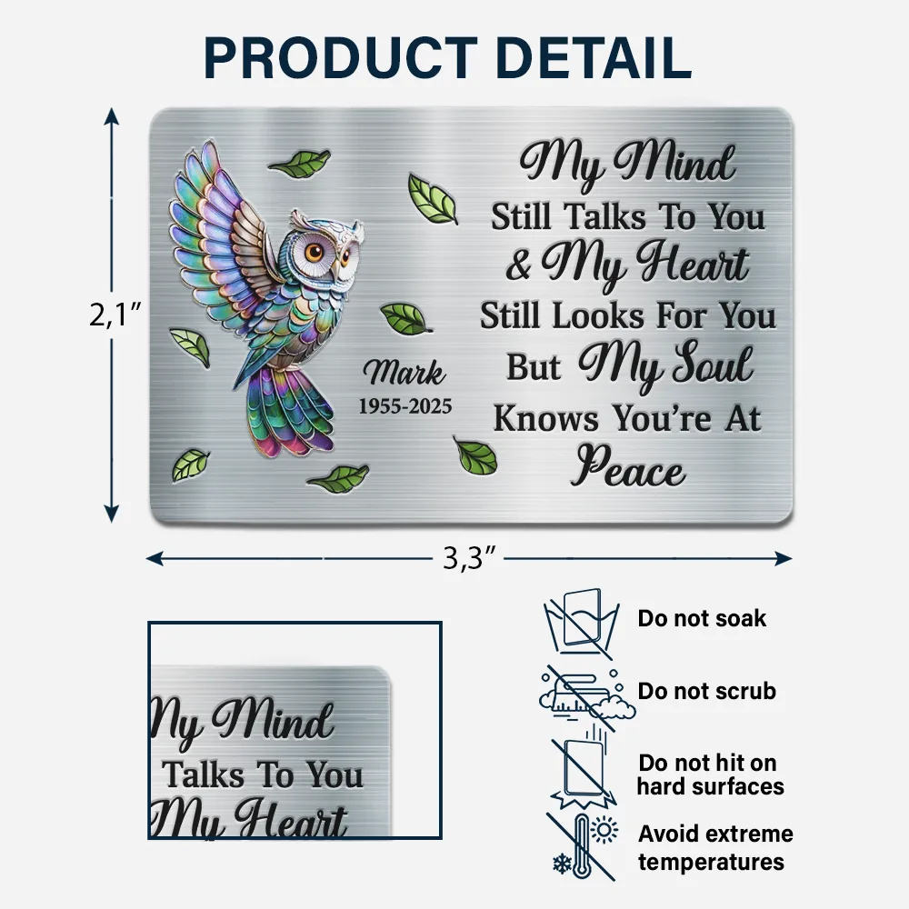 Memorial My Mind Still Talks To You - Personalized Aluminum Wallet Card - Image 4