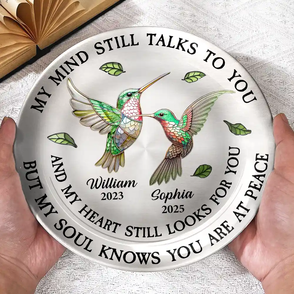 Memorial My Mind Still Talks To You - Personalized Ceramic Plate - Image 4